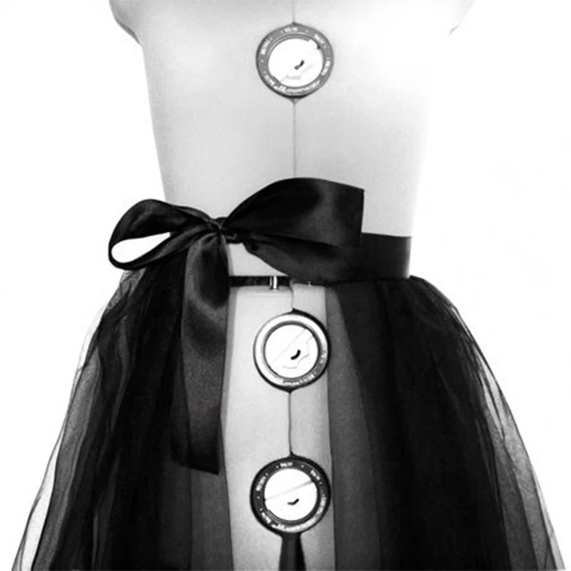 Steampunk Tulle Skirt 3 Layers Tutu Skirts Women Gothic Punk Sexy Lolita Cocktail Party Club Tie Up Ruffle Bustle Overskirts