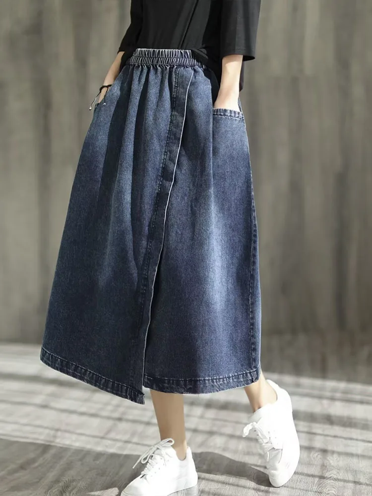 Amax LuluE 2024 Spring New Streetwear Womens Fashion Vintage Loose Denim Skirts Females Luxury Classic Leisure Harajuku Clothing