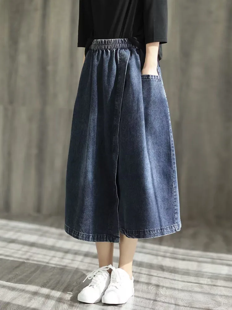 Amax LuluE 2024 Spring New Streetwear Womens Fashion Vintage Loose Denim Skirts Females Luxury Classic Leisure Harajuku Clothing