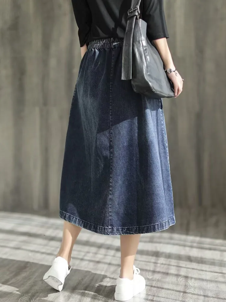 Amax LuluE 2024 Spring New Streetwear Womens Fashion Vintage Loose Denim Skirts Females Luxury Classic Leisure Harajuku Clothing