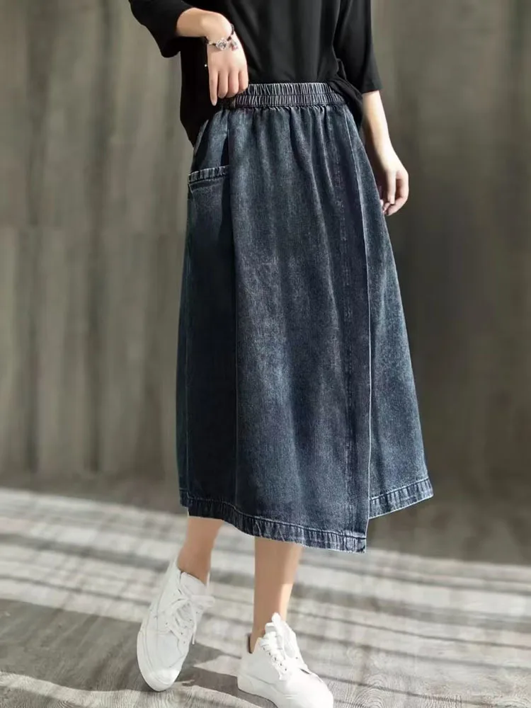 Amax LuluE 2024 Spring New Streetwear Womens Fashion Vintage Loose Denim Skirts Females Luxury Classic Leisure Harajuku Clothing