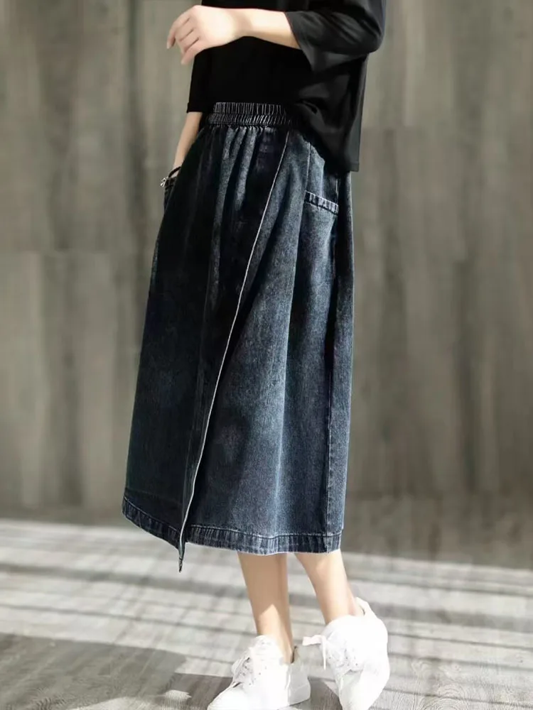 Amax LuluE 2024 Spring New Streetwear Womens Fashion Vintage Loose Denim Skirts Females Luxury Classic Leisure Harajuku Clothing