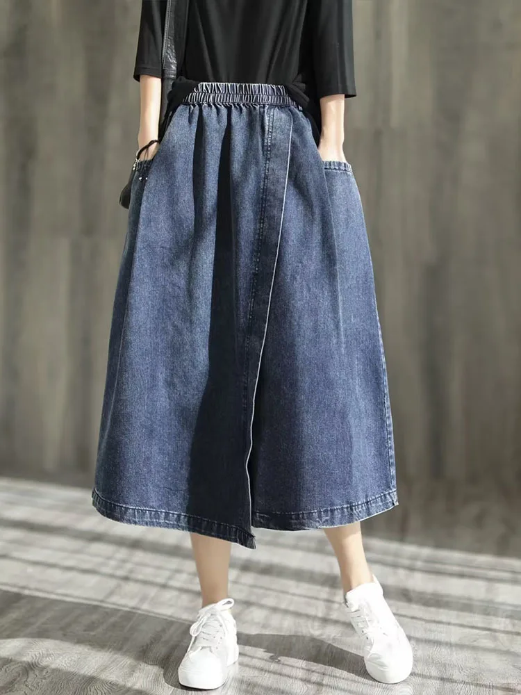 Amax LuluE 2024 Spring New Streetwear Womens Fashion Vintage Loose Denim Skirts Females Luxury Classic Leisure Harajuku Clothing