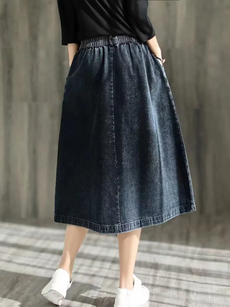 Amax LuluE 2024 Spring New Streetwear Womens Fashion Vintage Loose Denim Skirts Females Luxury Classic Leisure Harajuku Clothing