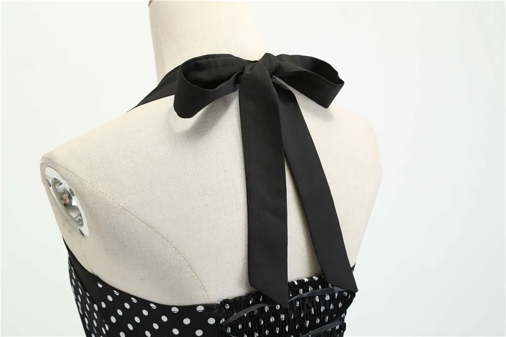 [You're My Secret] Polka Dot Vintage Women Dress 50S 60S Gothic Pin Up Rockabilly Dress Femme Sexy Sleeveless Prom Party Dress