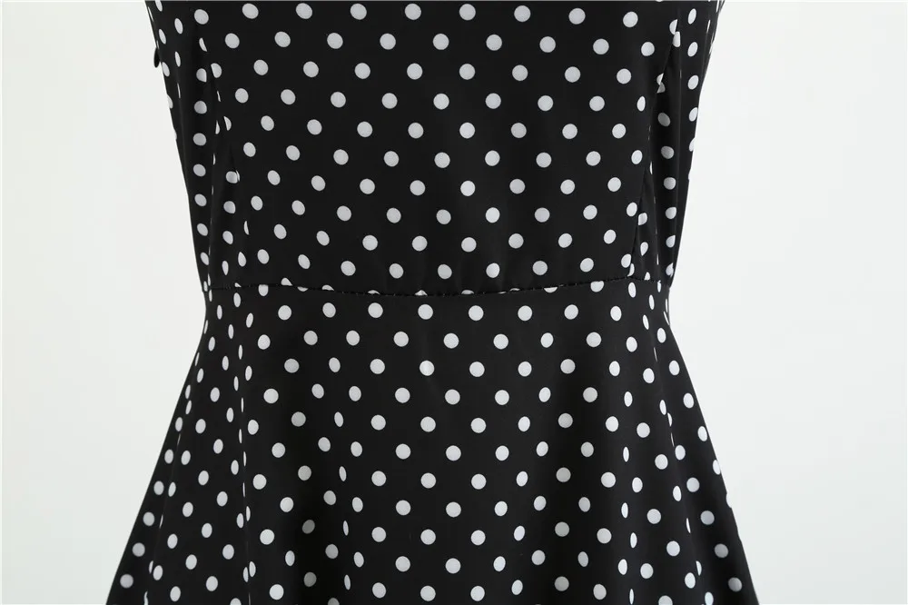 [You're My Secret] Polka Dot Vintage Women Dress 50S 60S Gothic Pin Up Rockabilly Dress Femme Sexy Sleeveless Prom Party Dress