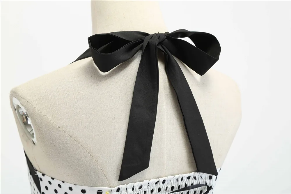 [You're My Secret] Polka Dot Vintage Women Dress 50S 60S Gothic Pin Up Rockabilly Dress Femme Sexy Sleeveless Prom Party Dress