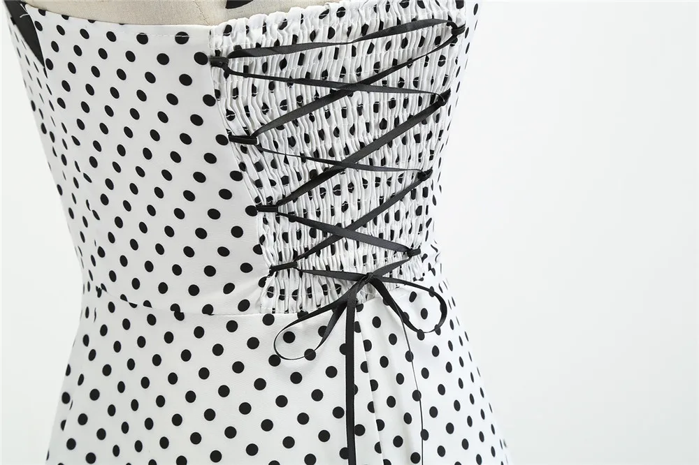 [You're My Secret] Polka Dot Vintage Women Dress 50S 60S Gothic Pin Up Rockabilly Dress Femme Sexy Sleeveless Prom Party Dress