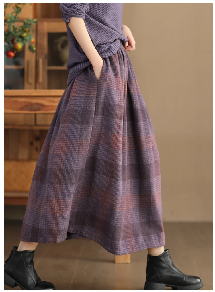 Amax LuluE Winter Fashion Streetwear Womens Loose Plaid Classic Vintage Leisure Skirts Females Luxury Elegant Harajuku Clothes