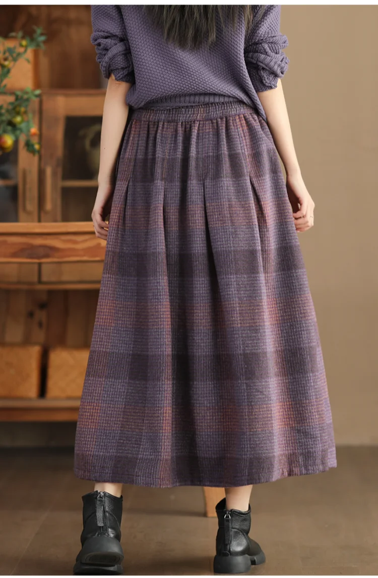 Amax LuluE Winter Fashion Streetwear Womens Loose Plaid Classic Vintage Leisure Skirts Females Luxury Elegant Harajuku Clothes