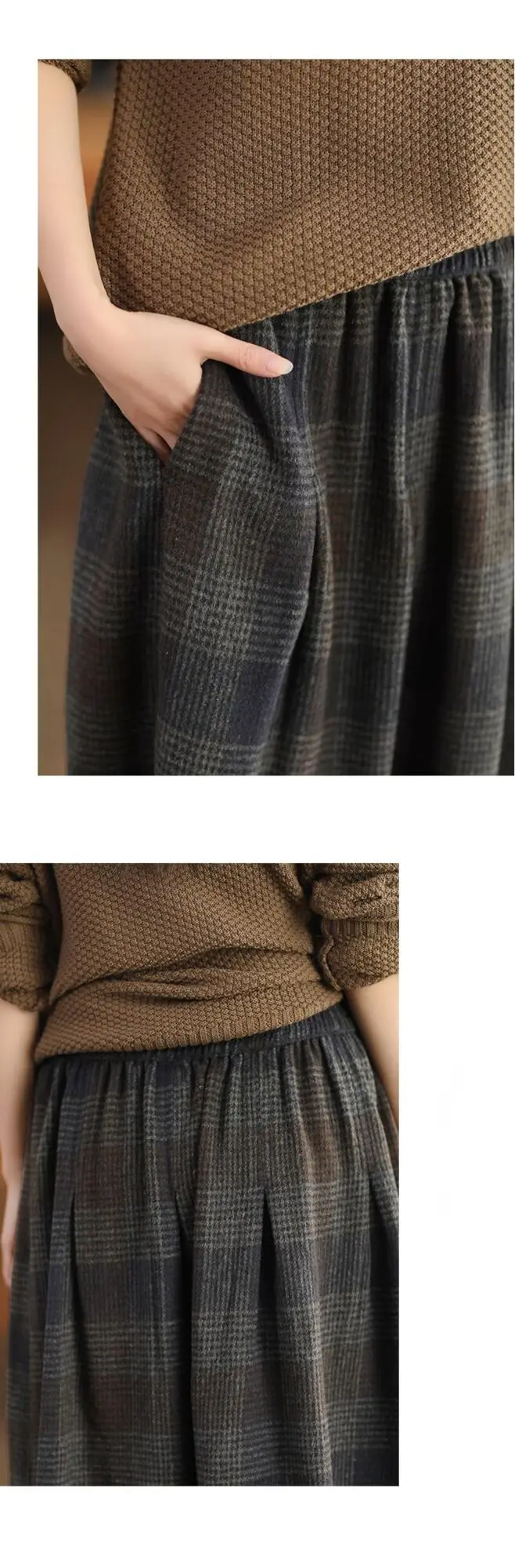 Amax LuluE Winter Fashion Streetwear Womens Loose Plaid Classic Vintage Leisure Skirts Females Luxury Elegant Harajuku Clothes