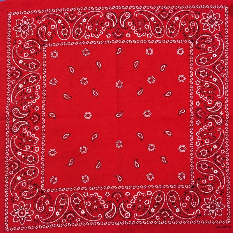 Fashion Hip Hop 100% Cotton Bandana Square Scarf Cashew Black Red Paisley Headband Print Hijab For Women/Men/Boys/Girls 55x55cm