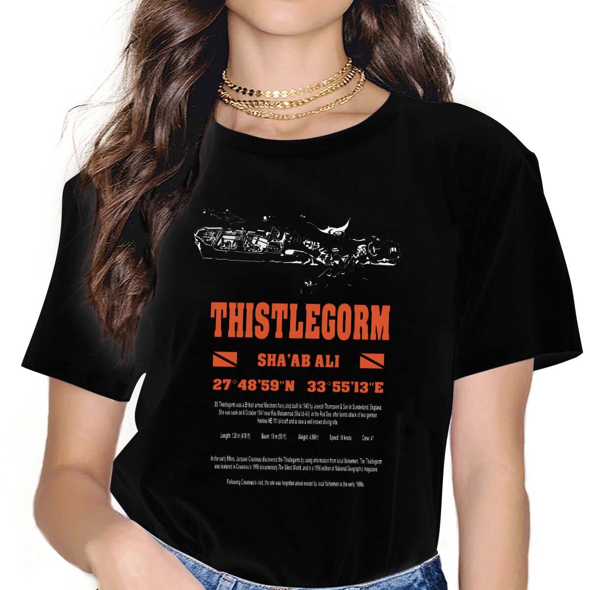 Egypt Red Sea Thistlegorm Diving Fashion Polyester TShirts Scuba Diver Adventure Sport Female Style Tops T Shirt O Neck