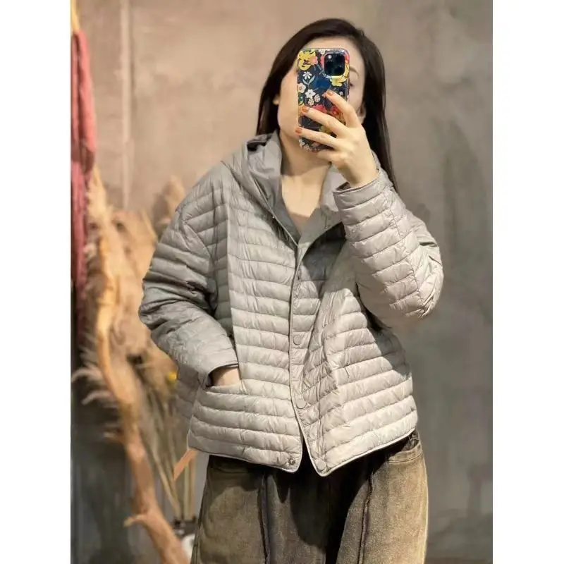 2024 Autumn/Winter New Lightweight Autumn/Winter Jacket Women's Fashion Lightweight Hooded Loose Parker Down Cotton Coat Women's