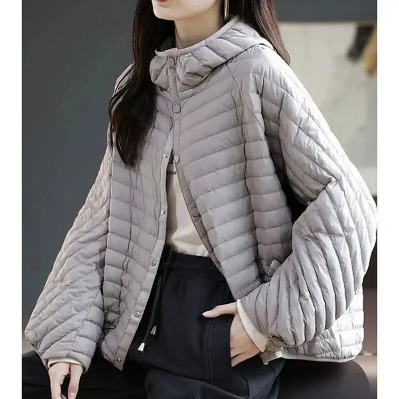 2024 Autumn/Winter New Lightweight Autumn/Winter Jacket Women's Fashion Lightweight Hooded Loose Parker Down Cotton Coat Women's