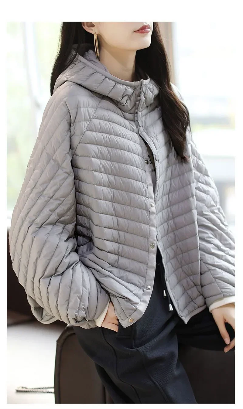 2024 Autumn/Winter New Lightweight Autumn/Winter Jacket Women's Fashion Lightweight Hooded Loose Parker Down Cotton Coat Women's