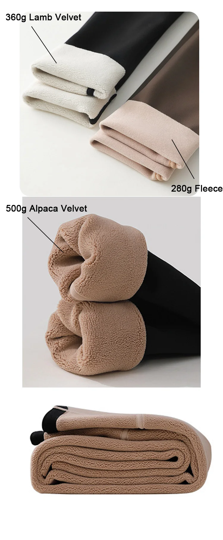 BIVIGAOS Women's Autumn Winter Thickened Alpaca Velvet Black Shark Leggings High Waist Slim Seamless Fleece Warm Leggings