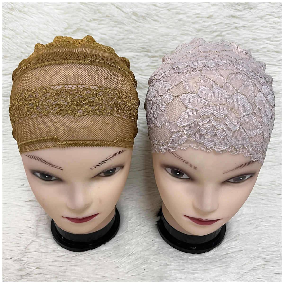 New Muslim Women Headscarf Hollow Lace Elastic Design Space Layer Fabric Applique Headwear Solid Indian Bean Hair Hat Lady Hat