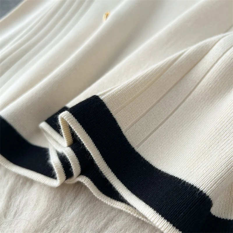 Autumn Winter Casual Two Pieces Suits Long Sleeve Knitted Cardigan Sweater+Elastic Waist Wide Leg Pant Female Loose Knitwear Set