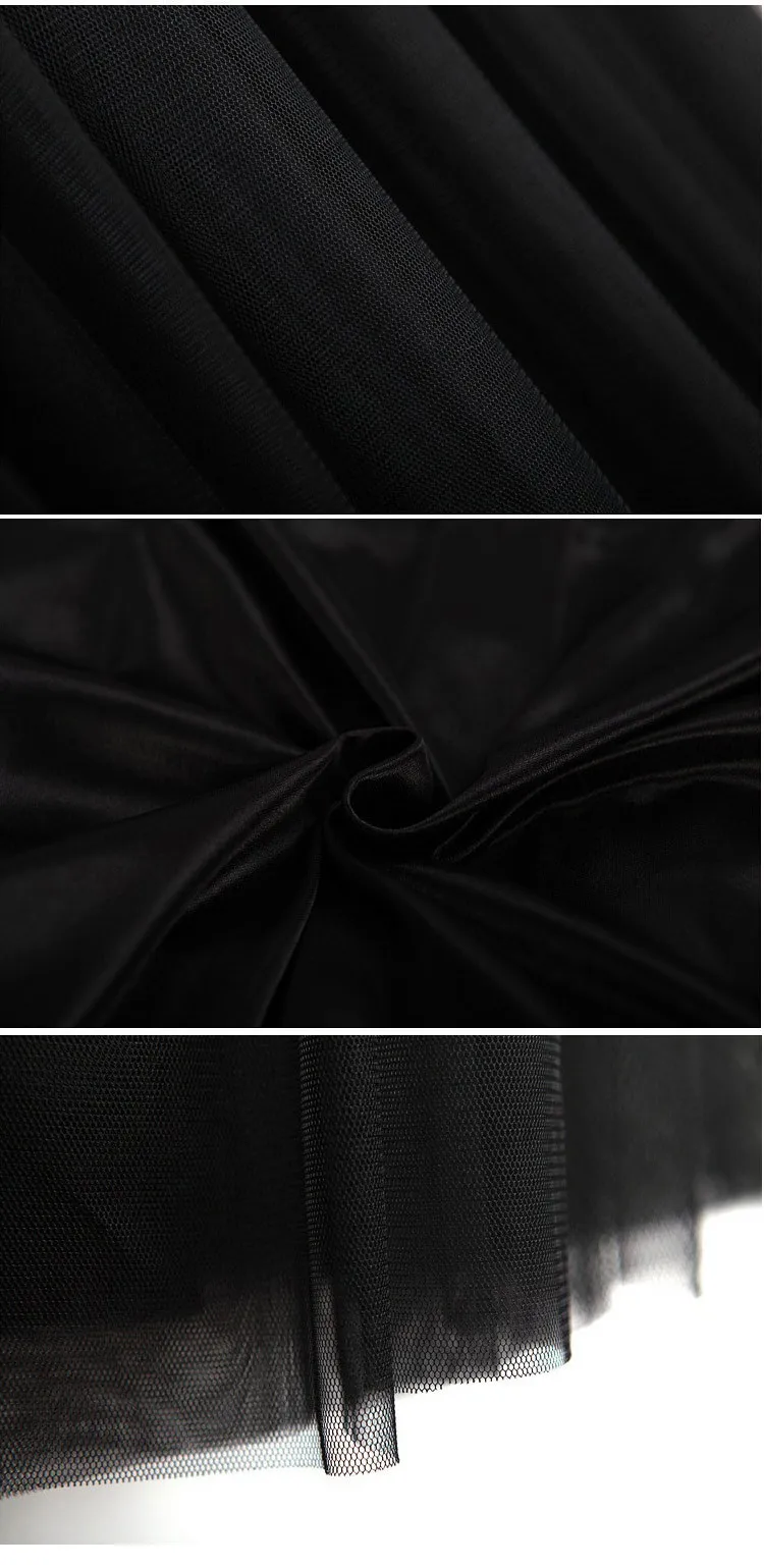 2024 Autumn Winter Vintage Tulle Skirt Women Elastic High Waist Mesh Skirts Long Pleated Tutu Skirt Female