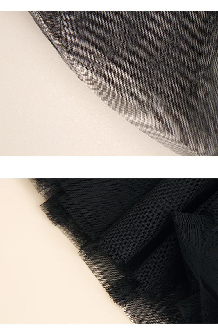 2024 Autumn Winter Vintage Tulle Skirt Women Elastic High Waist Mesh Skirts Long Pleated Tutu Skirt Female
