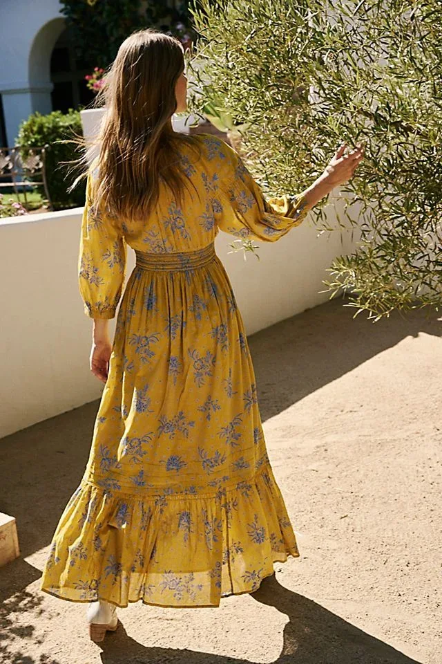 GypsyLady Floral Chic Boho Maxi Dress Navy V-neck Long Sleeve Spring Autumn Party Sexy Holiday Women Ladies Dresses Vestido New