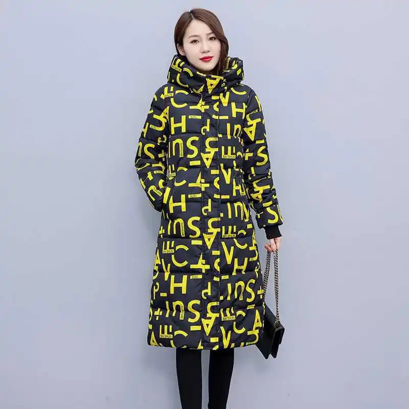 New Fashion Cool Camouflage Print Long Jacket for Women Bubble Coat Winter Thick Warm Outerwear Puffer Overcoat