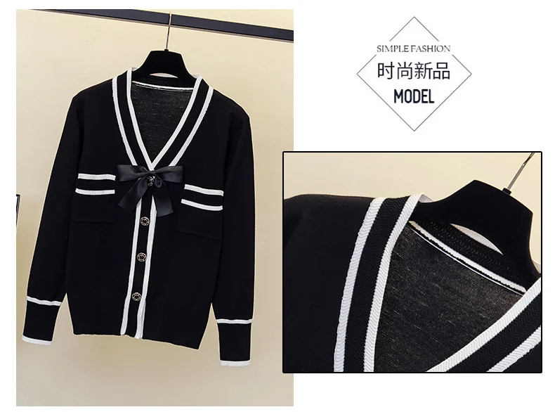 Fashion Women Sweater Single-breasted splicing long sleeves Cardigan V-Neck Female Casual Knitted Cardigan Women clothing