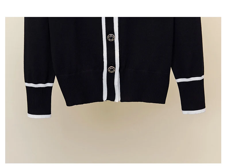 Fashion Women Sweater Single-breasted splicing long sleeves Cardigan V-Neck Female Casual Knitted Cardigan Women clothing