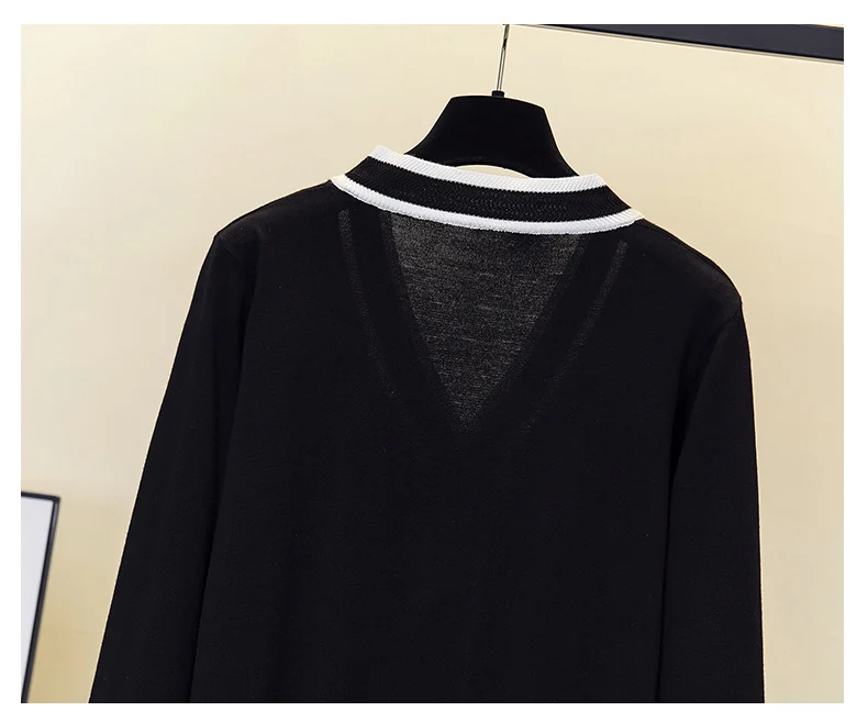 Fashion Women Sweater Single-breasted splicing long sleeves Cardigan V-Neck Female Casual Knitted Cardigan Women clothing
