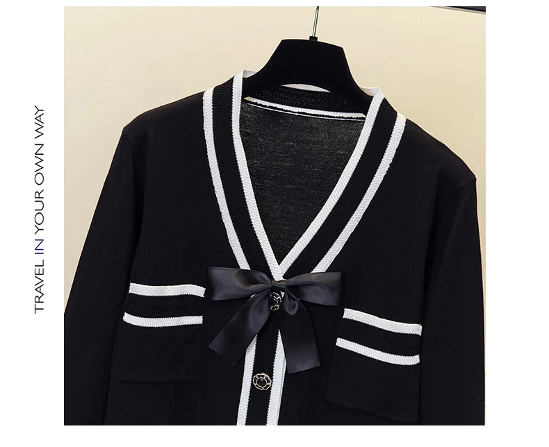 Fashion Women Sweater Single-breasted splicing long sleeves Cardigan V-Neck Female Casual Knitted Cardigan Women clothing