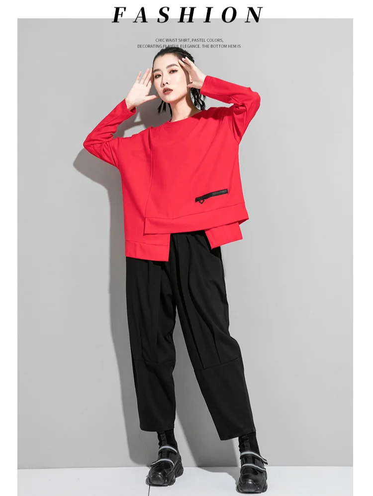 Amax luluE 2025 Spring Korean Women Fashion Tops Loose Tee Shirts Ladies Classic Vintage Casual O Neck Solid Punk Cotton Clothes
