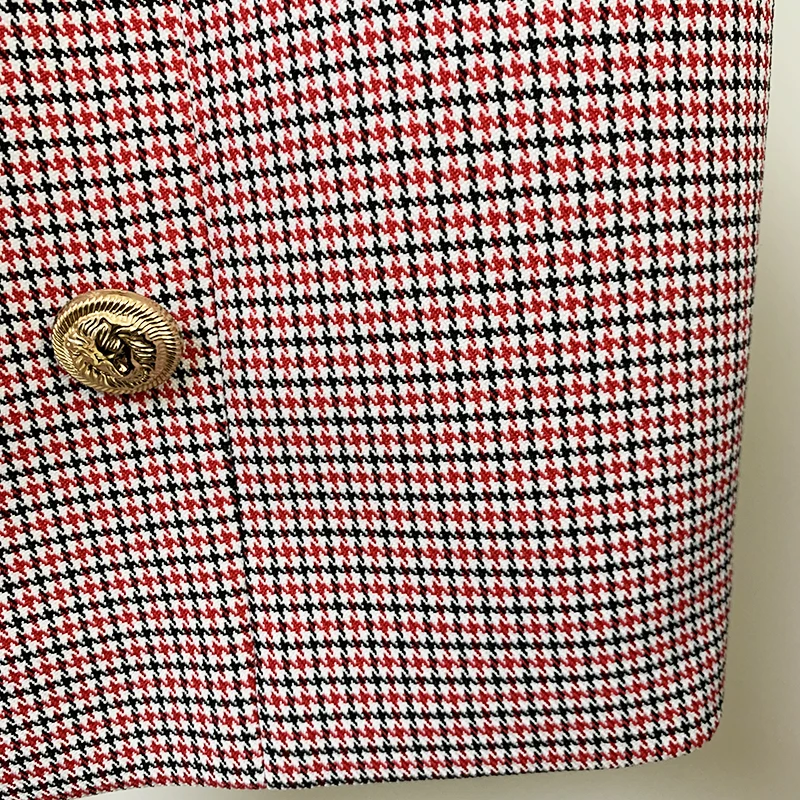 HIGH STREET Newest 2026 Fashion Designer Skirt Women's Lion Buttons Houndstooth Mini Skirt