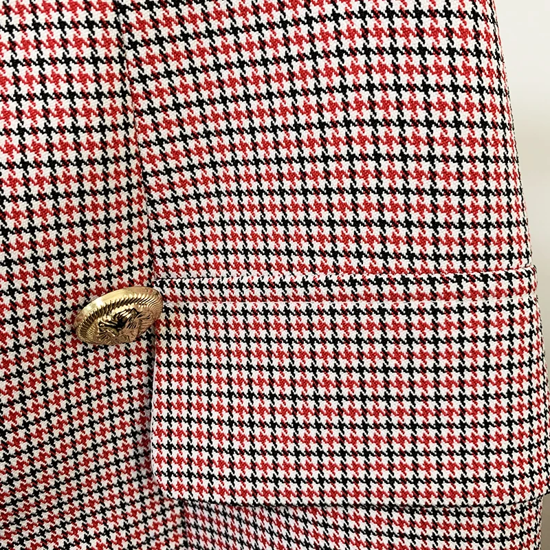 HIGH STREET Newest 2026 Fashion Designer Skirt Women's Lion Buttons Houndstooth Mini Skirt