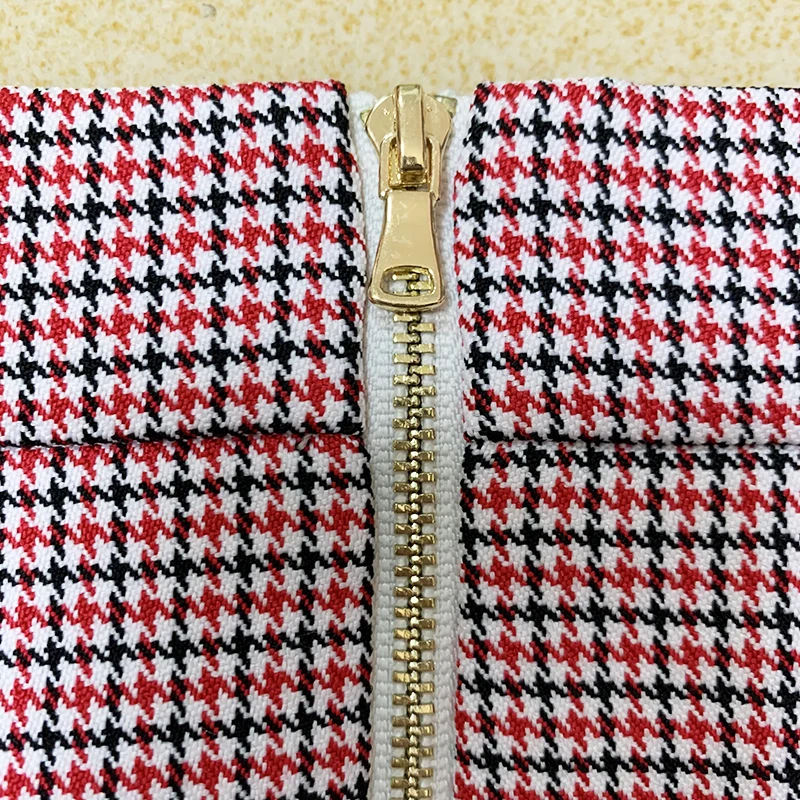 HIGH STREET Newest 2026 Fashion Designer Skirt Women's Lion Buttons Houndstooth Mini Skirt