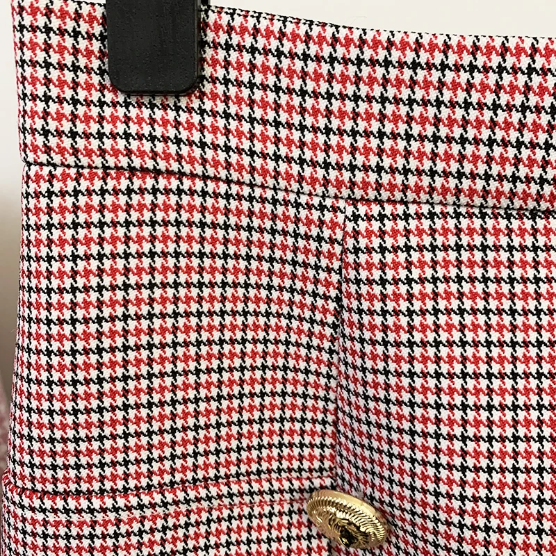 HIGH STREET Newest 2026 Fashion Designer Skirt Women's Lion Buttons Houndstooth Mini Skirt