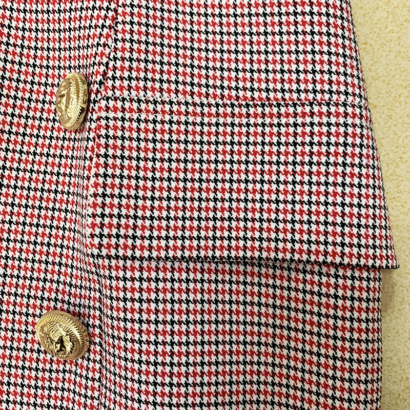 HIGH STREET Newest 2026 Fashion Designer Skirt Women's Lion Buttons Houndstooth Mini Skirt