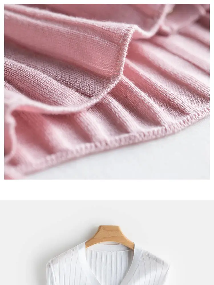 SuyaDream, Woman Cardigan, Single Breasted Silk Blend, Ribs Thin Knitwear, 2026 Spring Summer Casual Outwears, Pink, Sky blue