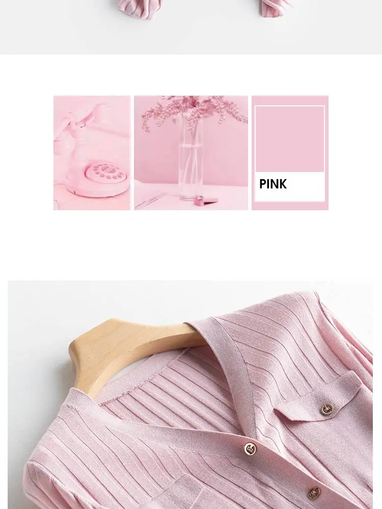 SuyaDream, Woman Cardigan, Single Breasted Silk Blend, Ribs Thin Knitwear, 2026 Spring Summer Casual Outwears, Pink, Sky blue