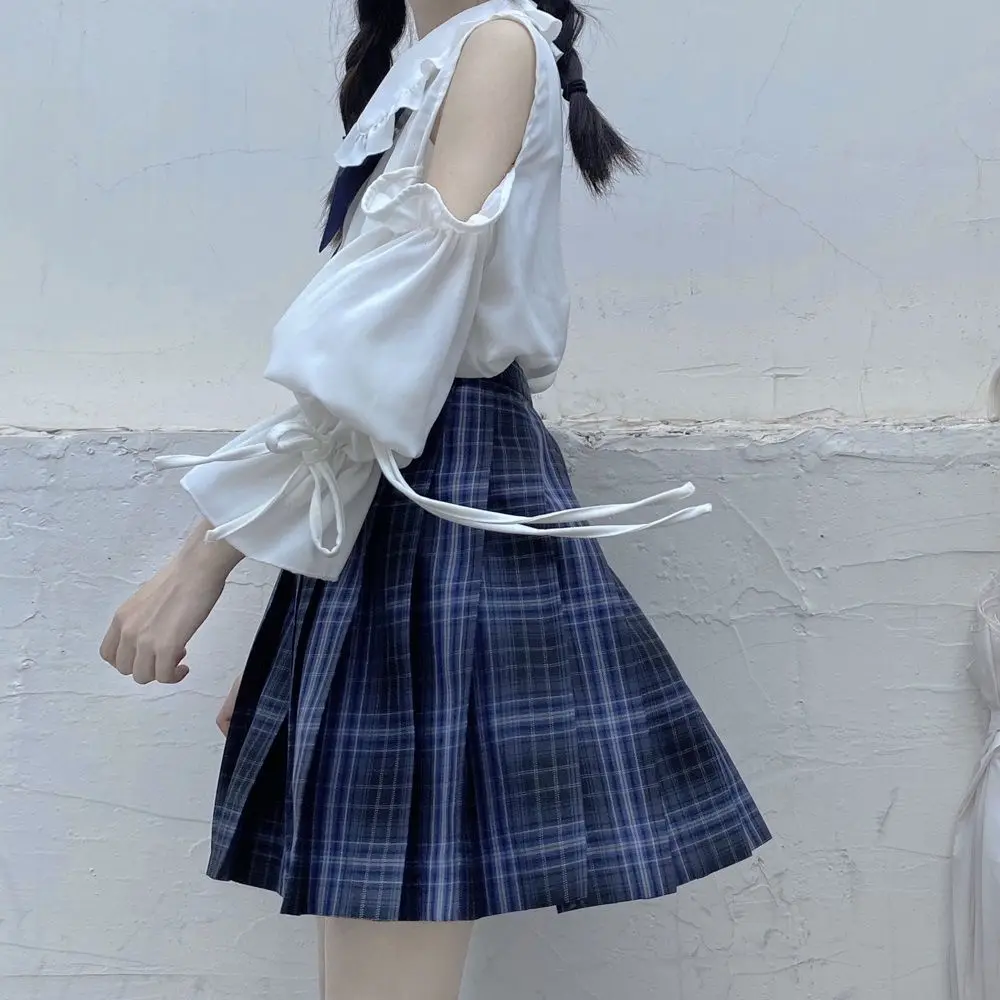2025 New Japanese Chiffon Shirts Women Lolita Doll Collar Long-Sleeved White Shirt Female Off-shoulder Tops