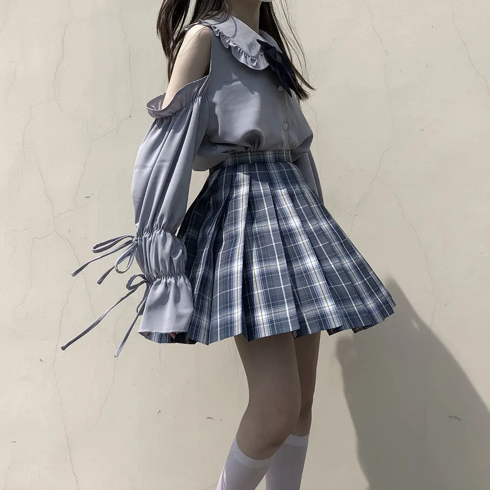 2025 New Japanese Chiffon Shirts Women Lolita Doll Collar Long-Sleeved White Shirt Female Off-shoulder Tops