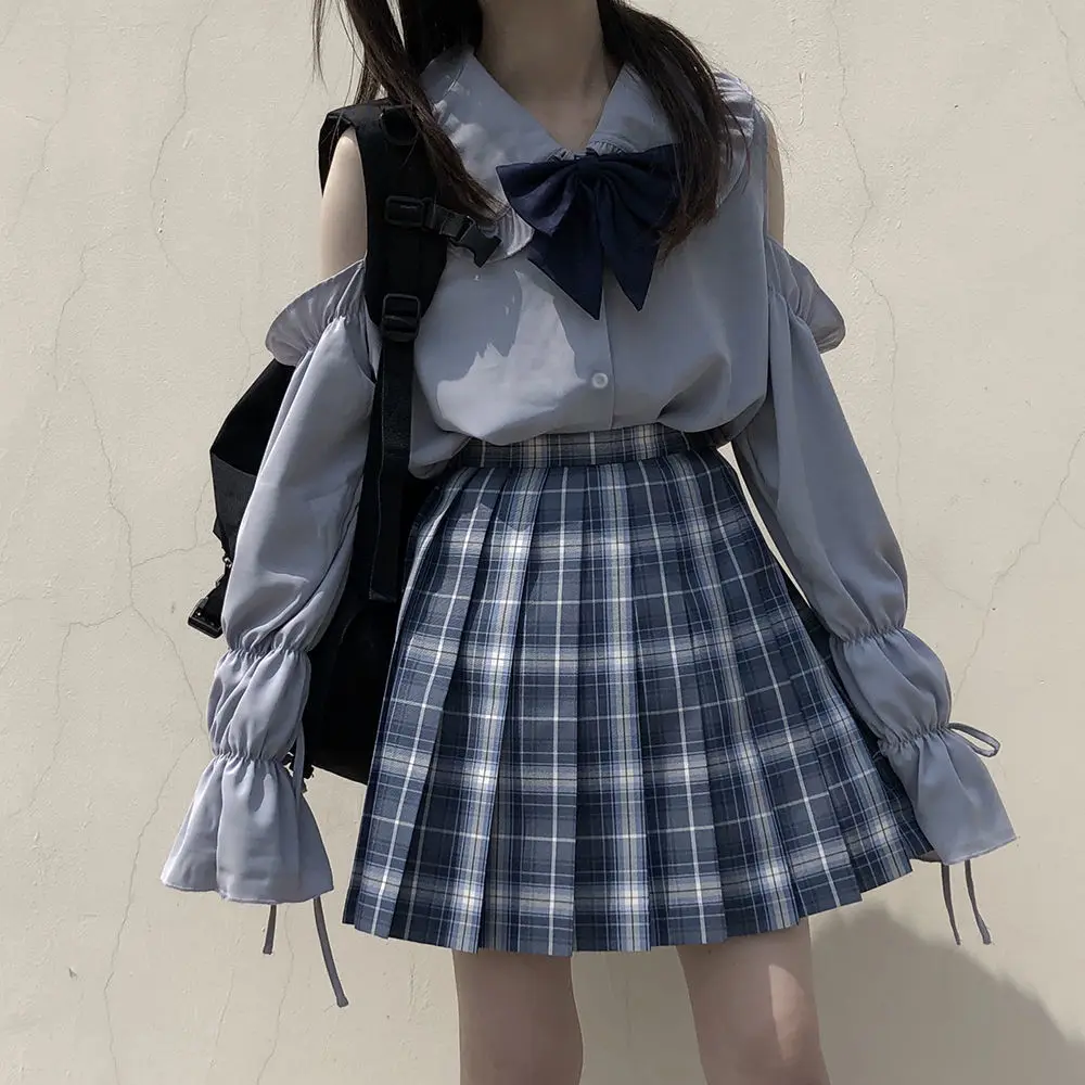 2025 New Japanese Chiffon Shirts Women Lolita Doll Collar Long-Sleeved White Shirt Female Off-shoulder Tops