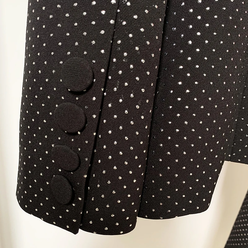 HIGH QUALITY New Fashion 2026 Designer Blazer Suit Set Women's Single Button Diamonds Beaded Camis Blazer Pants Suit 3pcs Set