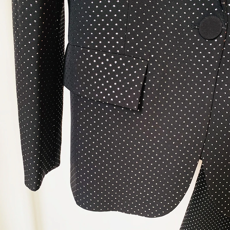 HIGH QUALITY New Fashion 2026 Designer Blazer Suit Set Women's Single Button Diamonds Beaded Camis Blazer Pants Suit 3pcs Set