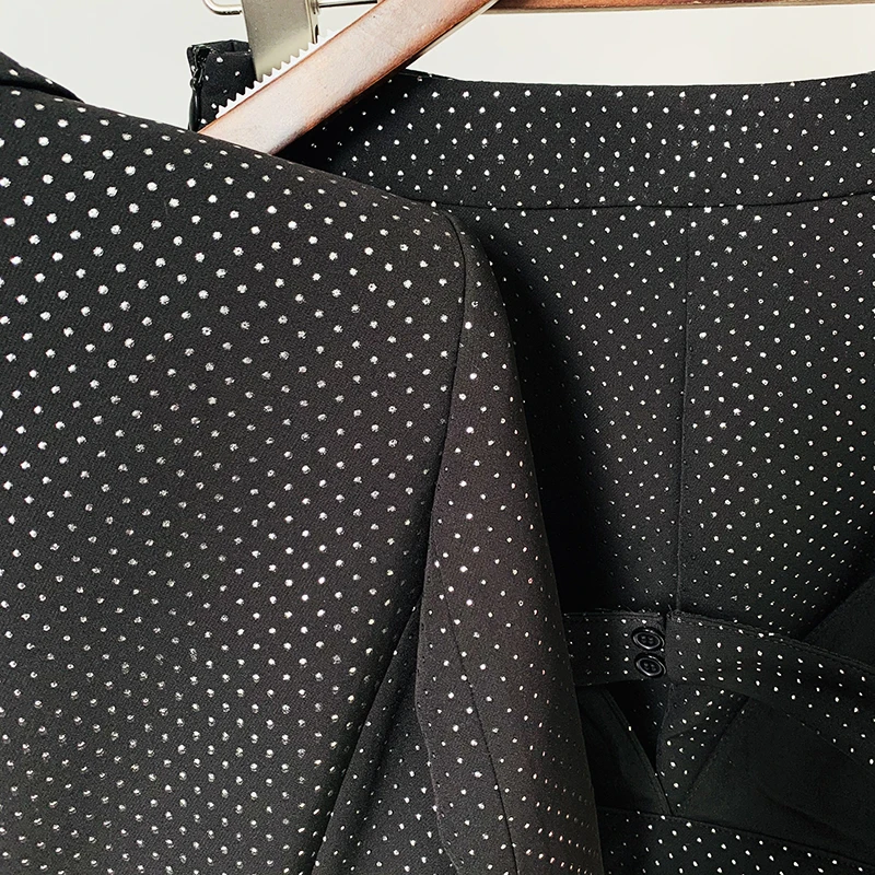 HIGH QUALITY New Fashion 2026 Designer Blazer Suit Set Women's Single Button Diamonds Beaded Camis Blazer Pants Suit 3pcs Set