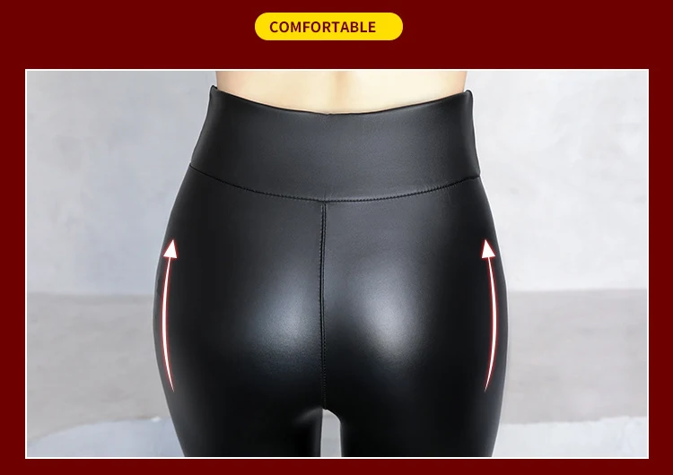 BIVIGAOS Autumn Winter Velvet PU Leather Leggings Women Sexy High Waist Fleece Matte Leather Leggings Thick Warm Leather Pants
