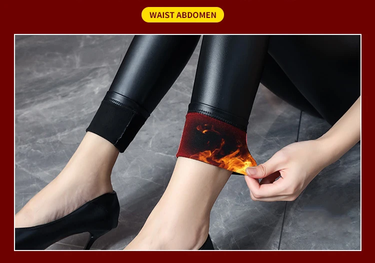 BIVIGAOS Autumn Winter Velvet PU Leather Leggings Women Sexy High Waist Fleece Matte Leather Leggings Thick Warm Leather Pants