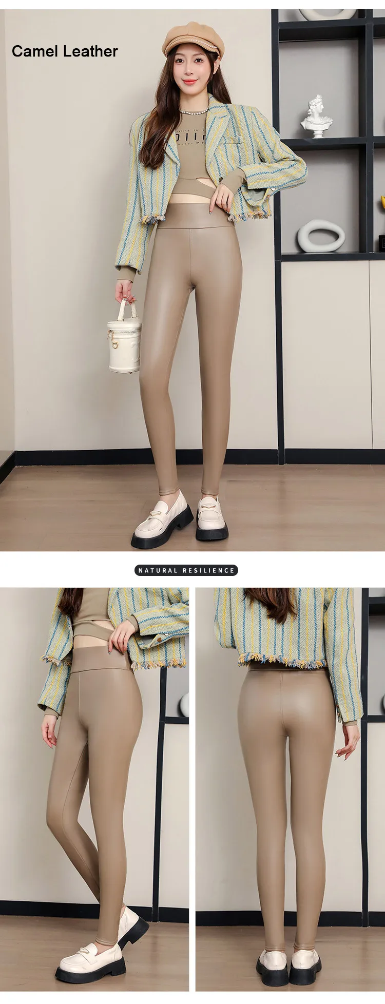BIVIGAOS Autumn Winter Velvet PU Leather Leggings Women Sexy High Waist Fleece Matte Leather Leggings Thick Warm Leather Pants