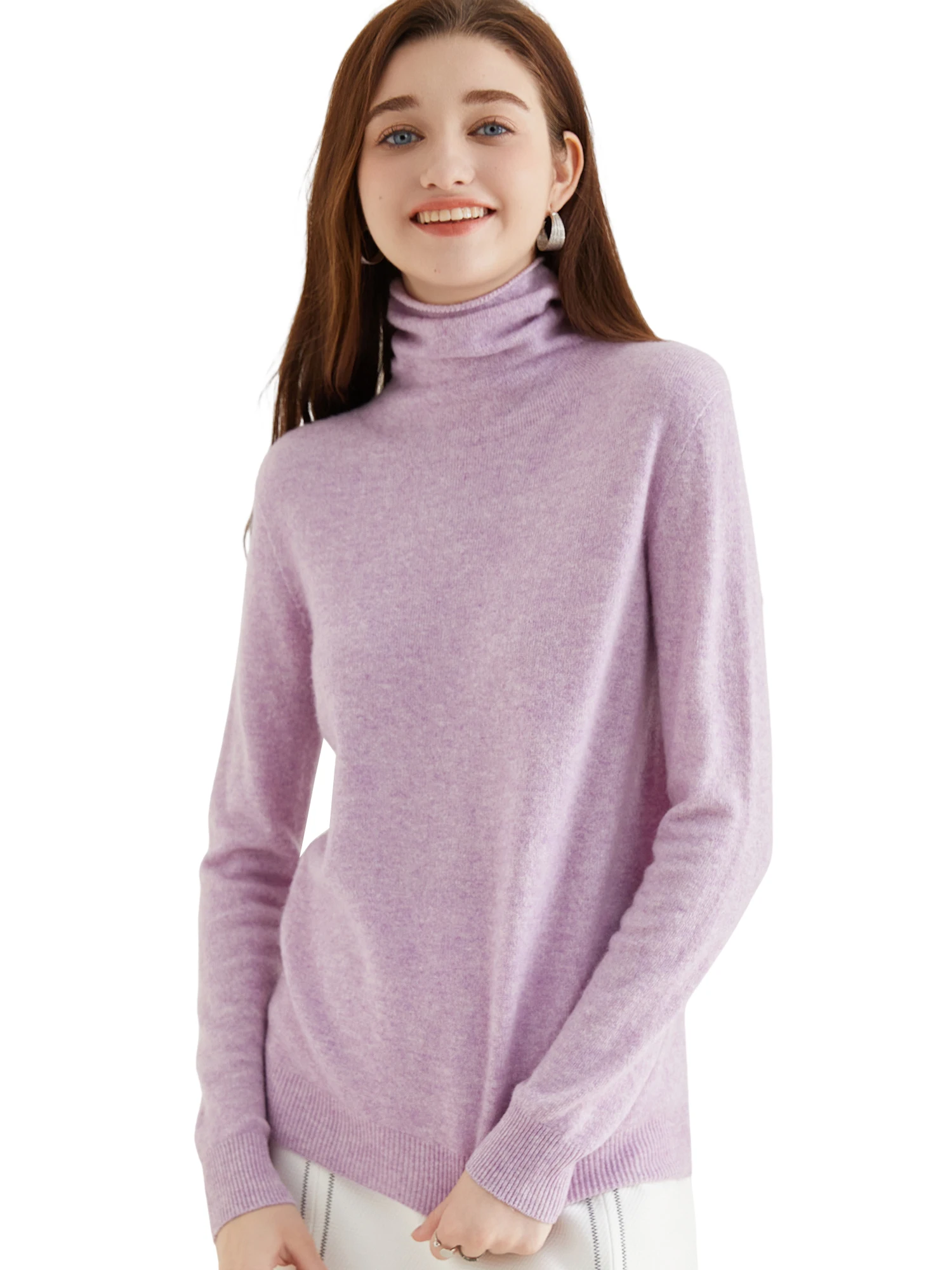 Turtleneck Sweater Woman Knitwears Tops 100% Merino Wool Long Sleeve Top Fashion Women Sweaters Vintage Knit Pullovers Clothing