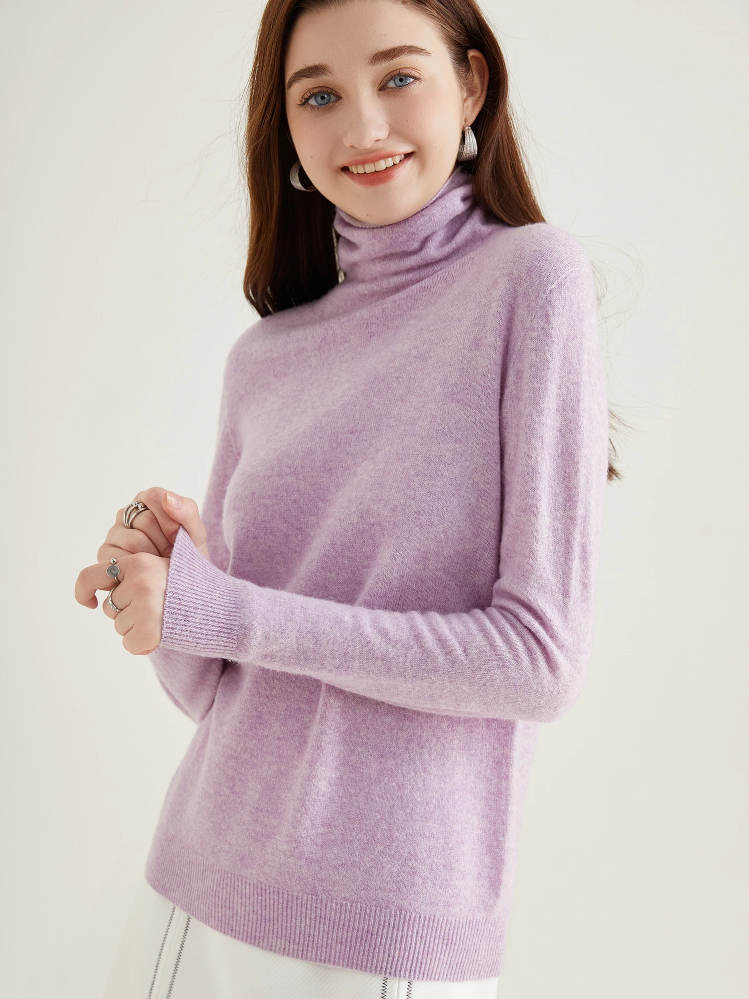 Turtleneck Sweater Woman Knitwears Tops 100% Merino Wool Long Sleeve Top Fashion Women Sweaters Vintage Knit Pullovers Clothing